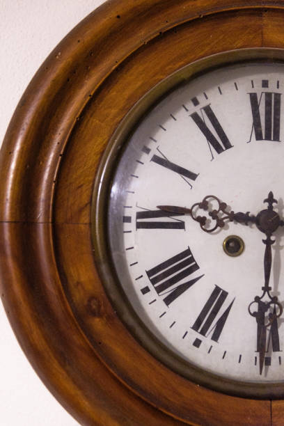 istock Antique wooden wall clock 1486866472