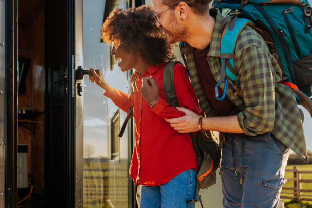 istock Happy couple on weekend getaway trip. 1486872824