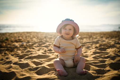 Happy child near the sea