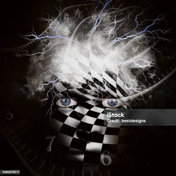 Mystic Mask With Time Spirals Stock Photo - Download Image Now - Mask - Disguise, Abstract, Art