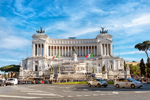 Italy - April 24, 2023: Italy, Lazio, Rome. The Victor Emmanuel II National Monument, Altar of the Fatherland or Altare della Patria in a sunny spring day.