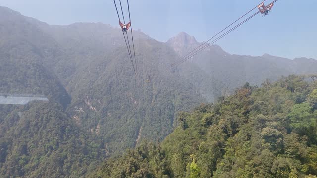 A beautiful aerial view from Fansipan cable car in Vietnam