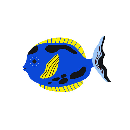 Cute tropical fish. Vector flat illustration isolated on white background.