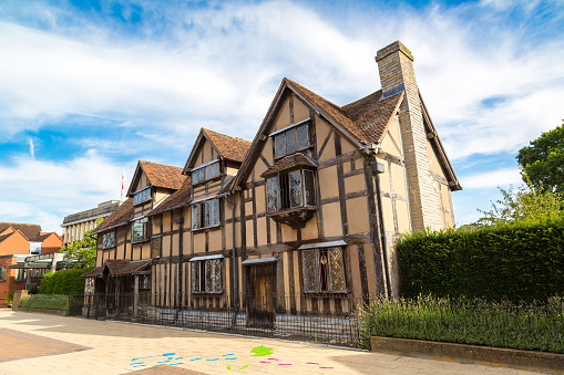 William Shakespeares Birthplace on Henley street in Stratford-upon-Avon in a beautiful summer day, England, United Kingdom