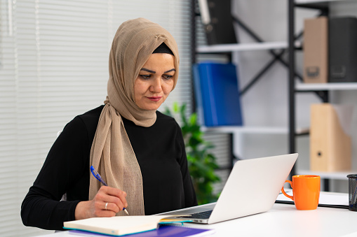Portrait of a muslim woman working in a office
