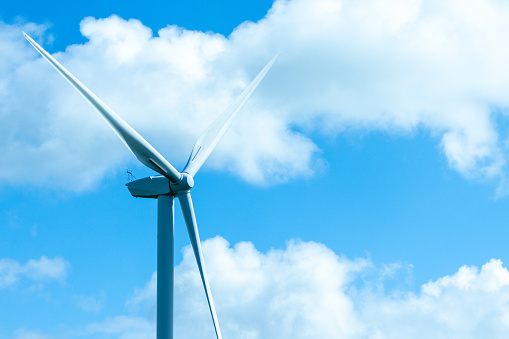 A typical wind turbine on the countryside of Lincolnshire, UK.