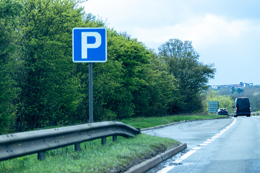 A layby parking on one of the busy carriageways of the United Kingdom.
