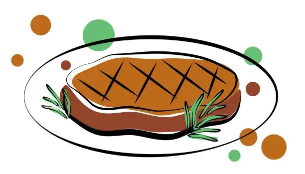 Vector illustration of Grilled steak