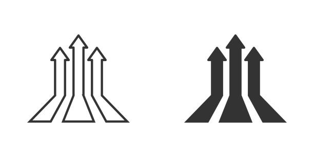 Three up arrows icon. Vector illustration. Three up arrows icon. Vector illustration up arrow stock illustrations