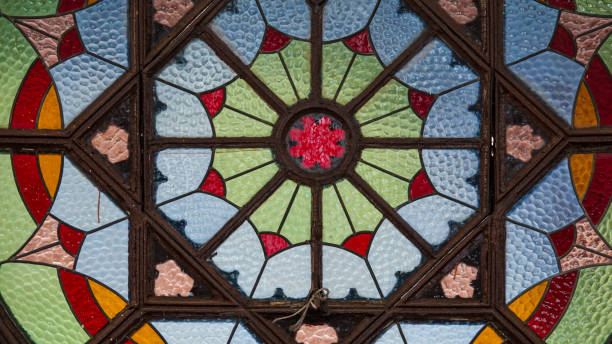 istock Traditional Ottoman-patterned stained glass window at Sirkeci train station in Istanbul. 1486893251