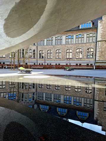 Switzerland's most frequently visited museum of cultural history represents our history from its origins to the present day. The Museum is located next o the Zurich Railway Main Station. The image shows the museum with a some water, captured during spring season.