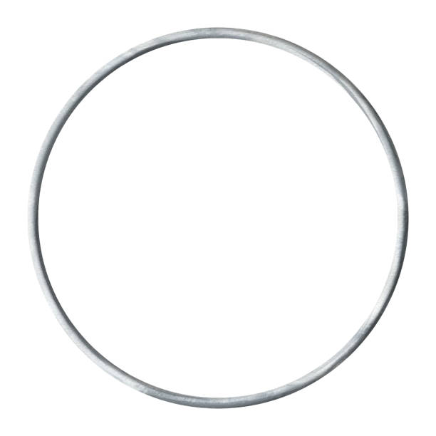 istock Metal, decorative ring, silver color for flower arrangements, interior decoration. Watercolor illustration, hand drawn. Isolated object on a white background. 1486897267