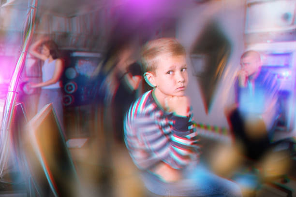 istock Pensive preteen boy solving riddles in quest room 1486901934