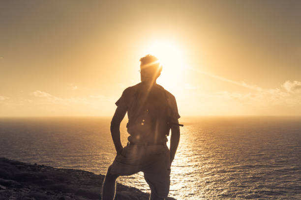 Man watching the sunrise
