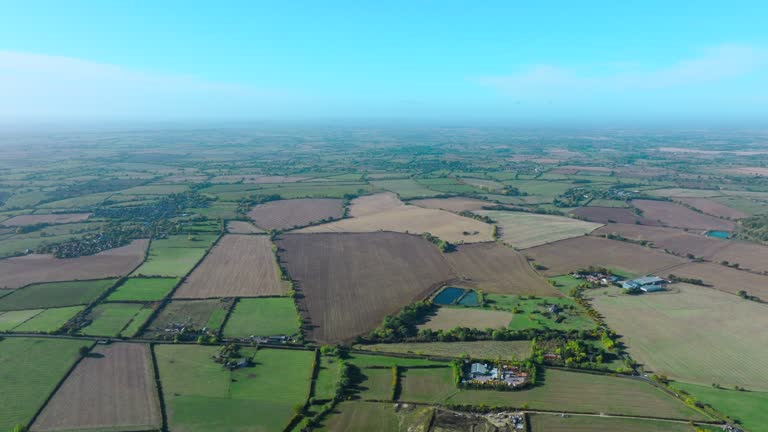 Aerial view of farm in UK