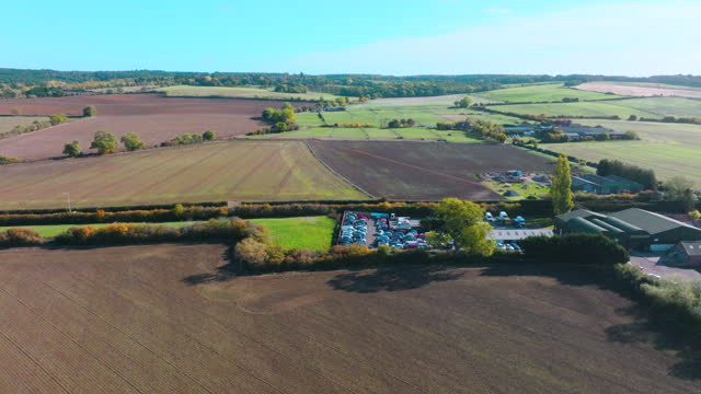 Aerial view of farm in UK