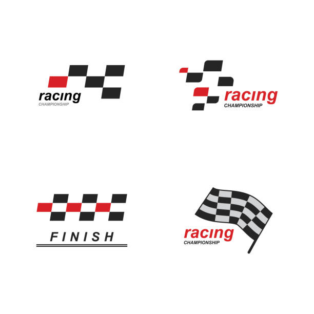 ilustraciones, imágenes clip art, dibujos animados e iconos de stock de diseño de icono de raza bandera - checkered flag flag auto racing starting line