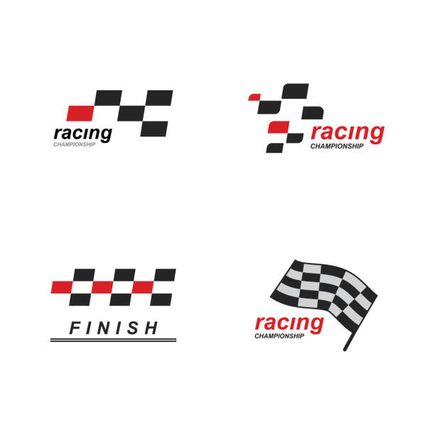 레이스 플래그 아이콘 디자인 - motorized sport motor racing track motorcycle racing auto racing stock illustrations