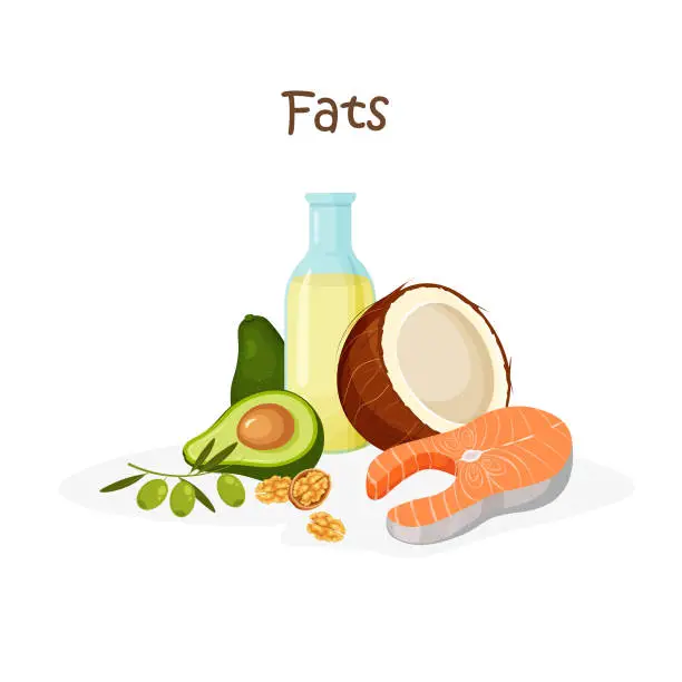 Vector illustration of Healthy fats in a food.