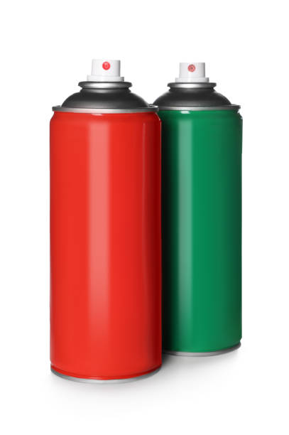 istock Colorful cans of spray paints on white background 1486926615