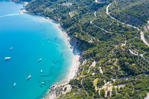 Aerial view in the marine area of Monte Argentario on the tuscan coast