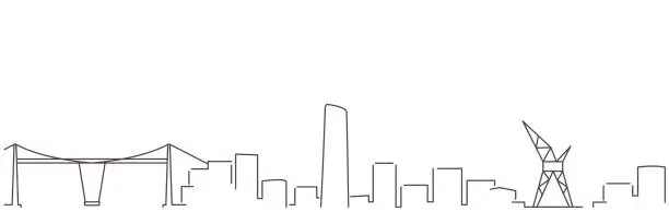 Vector illustration of Bilbao Dark Line Simple Minimalist Skyline With White Background
