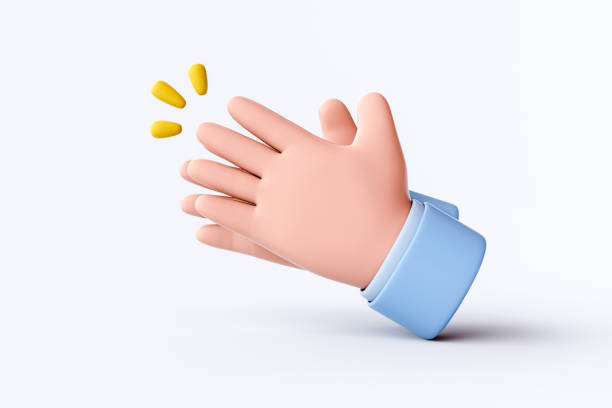 istock 3d rendering of Cartoon character hands clapping or applause with loud noise. 1486940615