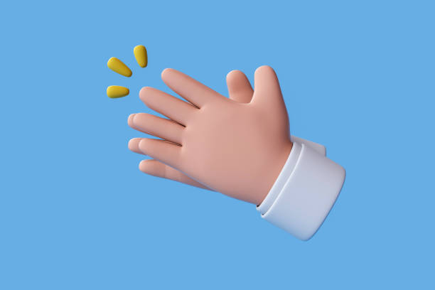 istock 3d rendering of Cartoon character hands clapping or applause with loud noise. 1486944467