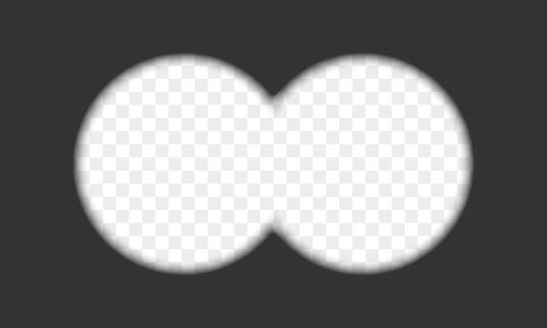 istock Binocular view template with empty transparent background field. Military, hunting or spy optical instrument for searching, magnifying, exploration, following, investigation 1486944468