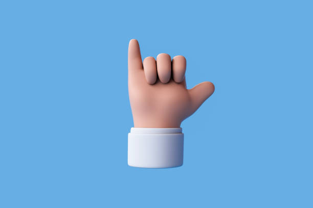 istock 3d render of Call hand icon. Communication concept. Cartoon character hand gesture. 1486944475