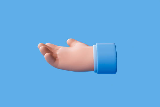 istock 3d rendering of Cartoon open hand taking or showing something 1486944523