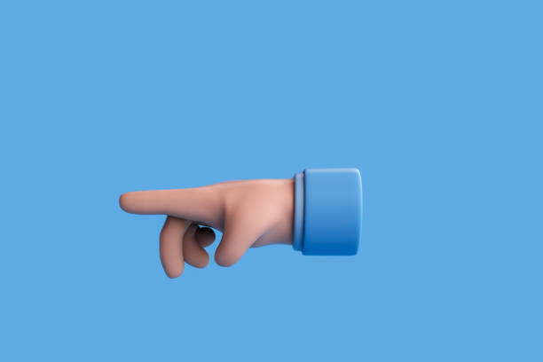 istock 3d rendering of Cartoon character hand pointing gesture. 1486944550