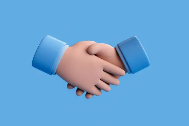 Photo of 3d rendering of shaking hands.
