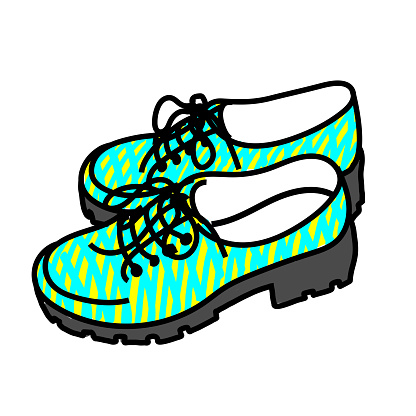 These trendy block heel shoes capture the oxford style with a bit of that punk Doc Martin vibe. Hand drawn vector illustration.