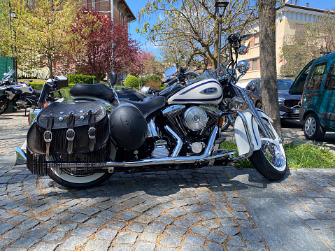 Cremona, Italy - April 2023 Harley Davidson - Softail Heritage Classic
