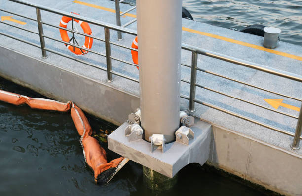 istock Roller shock absorbing of pontoon shuttle boat. 1486945255