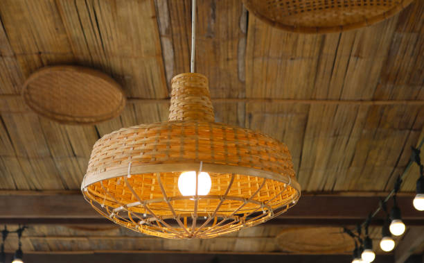 istock Wooden pendant lamp. 1486950894