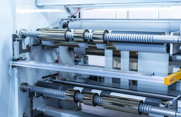 istock Laminating and rewinding kind of protective film machine with clamping rollers automatic edge banding 1486961452
