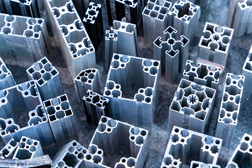 Open steel grating for a rooftop floor.