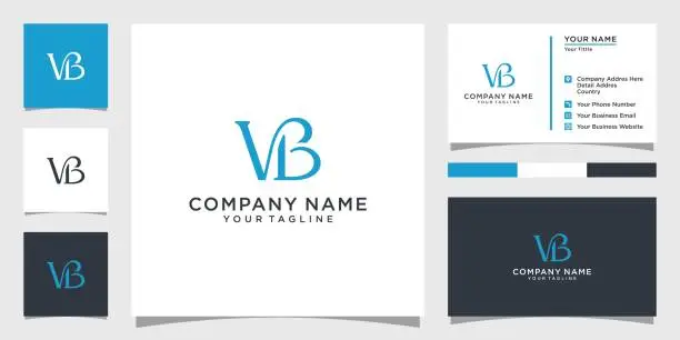 Vector illustration of VB or BV initial letter logo design template.