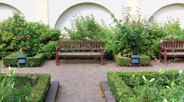 istock Benches for relaxing in the city public park 1486970600