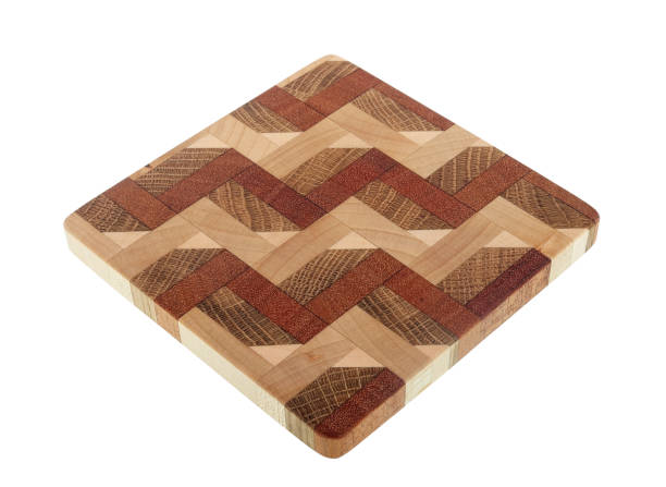 istock Square board glued together from pieces of different trees isolated 1486971719
