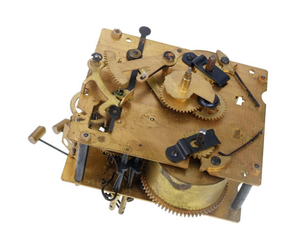 istock Old vintage wall clock mechanism isolated 1486973346