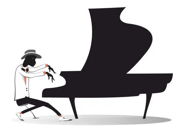 Vector illustration of African pianist illustration