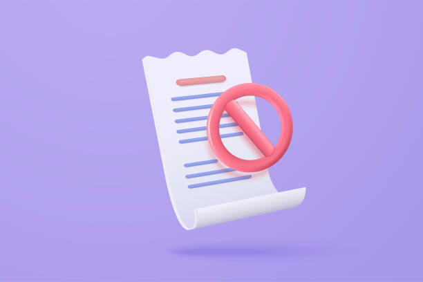 illustrations, cliparts, dessins animés et icônes de facture vectorielle 3d pour l’icône d’arrêt de transaction de paiement. concept d’idée de frais de facture de facture de maison d’entreprise, pas d’entrée, problème, alerte d’avertissement d’échec. illustration de rendu vectoriel d’ic - endettement