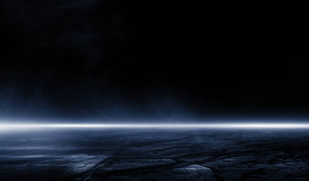 istock 3D Rendering abstract dark night creative blurry outdoor asphalt background with mist light high speed 1486982533