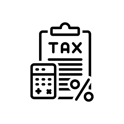 Icon for taxes, levy, cost, price, rate, calculator, revenue, budget, finance, accounting