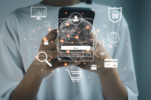 istock Cyber security concept, Login and biometric authentication by fingerprint scanning. identification information encryption, cybersecurity. Security Data Protection Business Technology Privacy concept. 1486987378