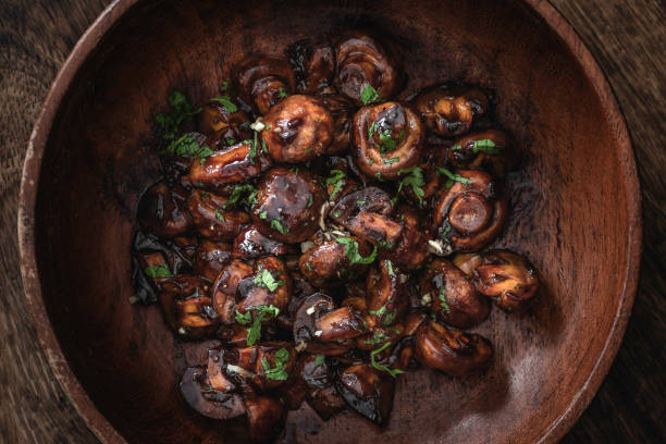 Fried mushrooms in soy sauce