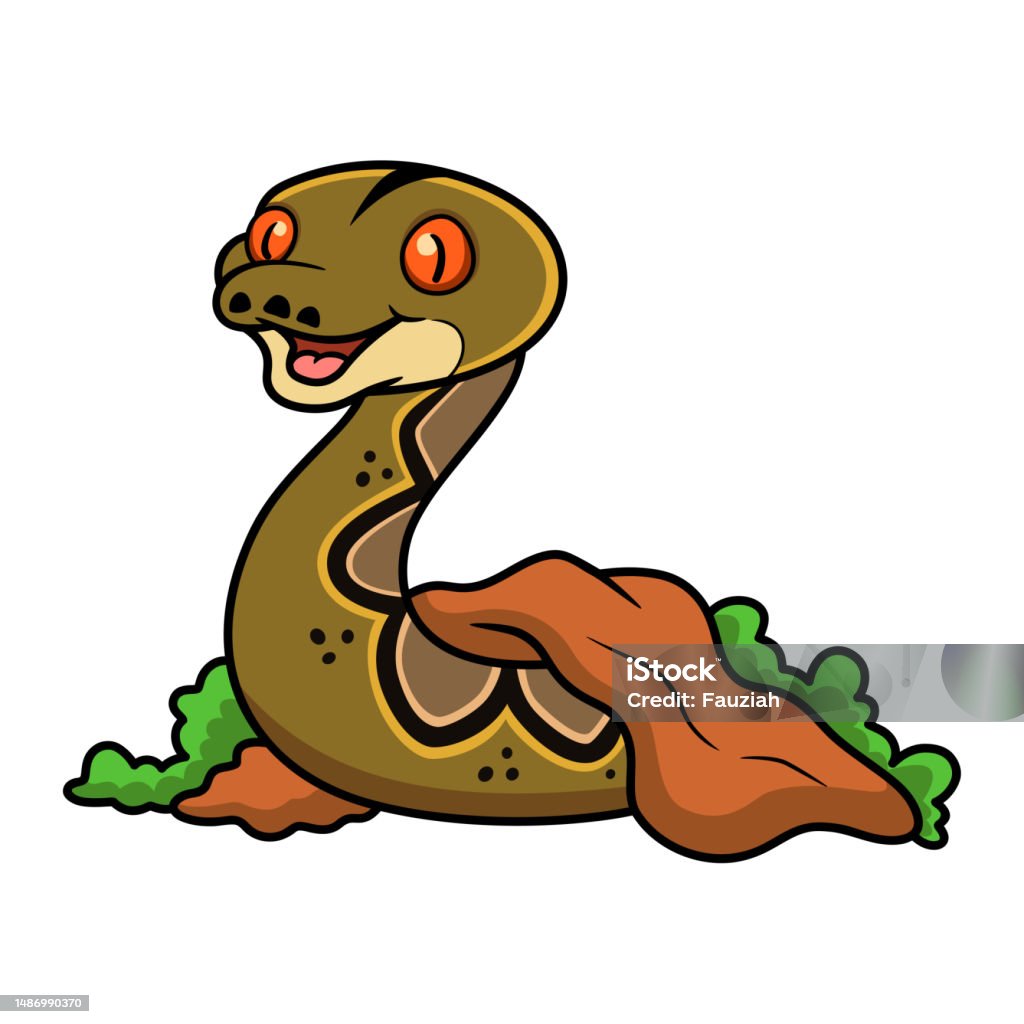Ilustrasi Python Kartun Python Reticulatus Lucu Keluar Dari Lubang Ilustrasi Stok ...